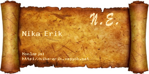 Nika Erik névjegykártya